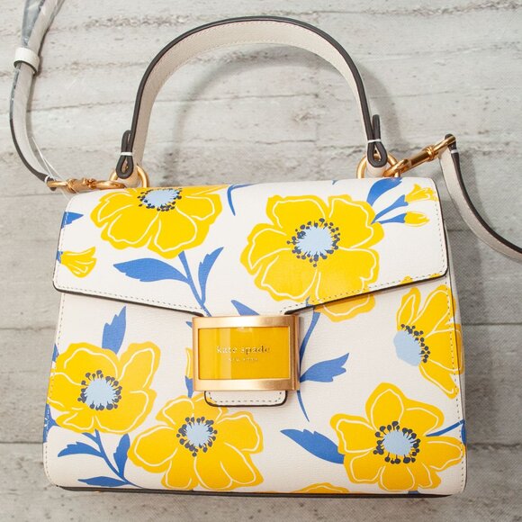 NWT kate spade Katy Sunshine Floral Textured Leather Top Handle Bag with Dustbag - Picture 4 of 15
